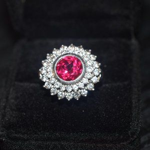 Sterling Silver Genuine Ruby CZ Cocktail Ring